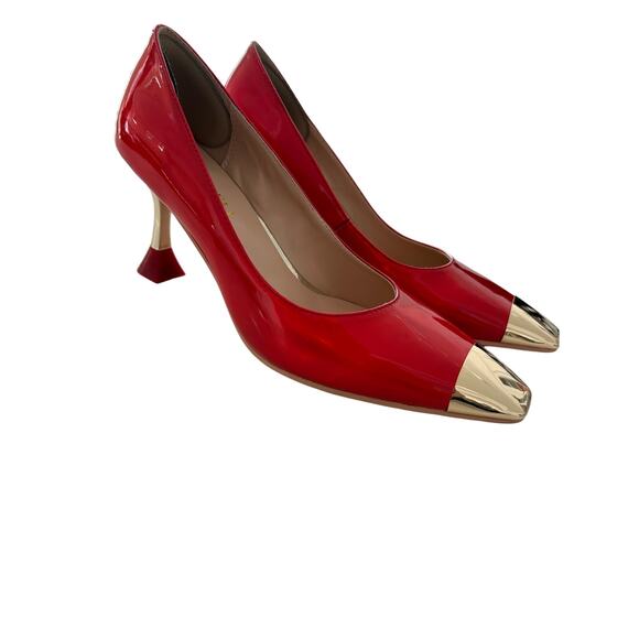 Findvell Red High Heels: Square Toe Stiletto Pumps, Sexy Kitten Heels, SZ 5.5 - Picture 10 of 11